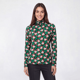 Womens Inner Circle Holiday Santa Turtleneck Tee