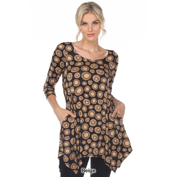 Womens White Mark Geometric Circle Tunic Top