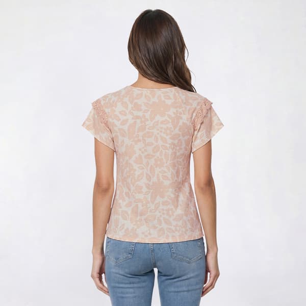 Womens Como Blu Flutter Sleeve Crew Neck Crochet Lace Blouse