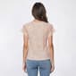 Womens Como Blu Flutter Sleeve Crew Neck Crochet Lace Blouse - image 2