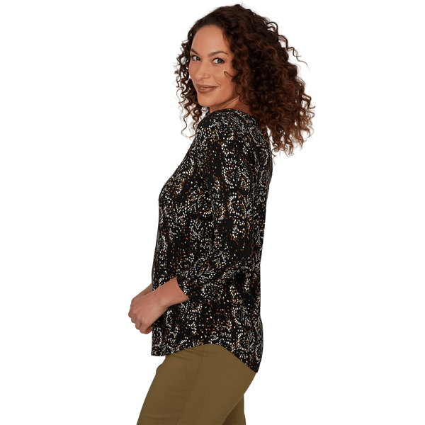 Womens Emaline Key Items 3/4 Sleeve Abstract Dot Tee