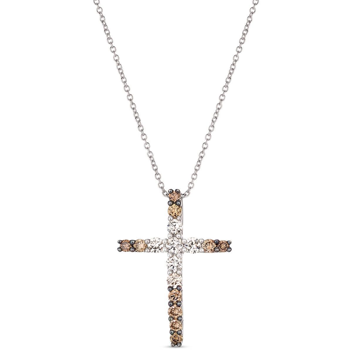 Le Vian(R) White Diamonds(R) & Chocolate Diamonds(R) Cross Pendant
