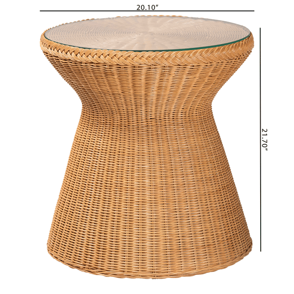 bali & pari Nina Bohemian Light Honey Braided Rattan End Table