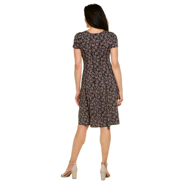 Womens Sami & Jo Short Sleeve Floral Dot Texture Dress