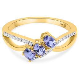 Gemstone Classics™ Oval Shape Tanzanite/White Topaz 3-Stone Ring