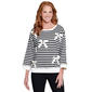 Petite Ali Miles 3/4 Sleeve Round Neck Stripe Ribbon Bow Sweater - image 1