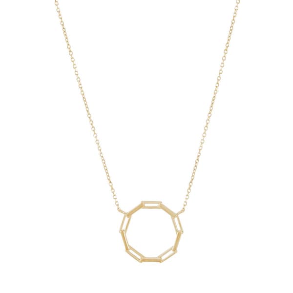 Gold Classics(tm) Circle Paperclip on a Cable Chain Necklace
