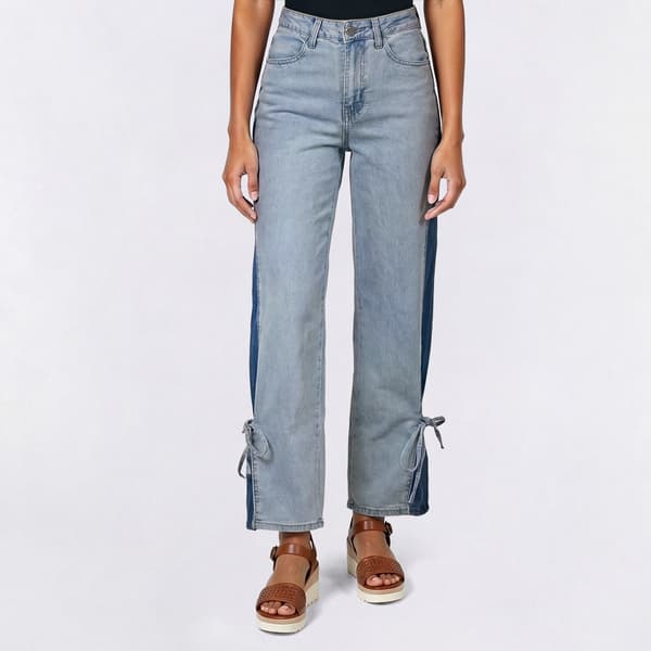 Juniors Gogo Jeans Color Block Side Panel Wide Leg Pants w/ Tie