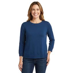 Womens Cable & Gauge 3/4 Sleeve Solid Button Back Sweater