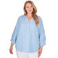 Plus Size Ruby Rd. Patio Party Elbow Sleeve Woven Clip Dot Top - image 1