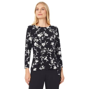 Womens Kasper Long Sleeve Side Tie Floral Blouse - Boscov's