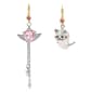 Betsey Johnson Pearl Critters Cat & Winged Heart Drop Earrings - image 2