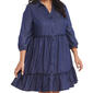 Plus Size Mlle Gabrielle Faux Denim Babydoll Shirtdress - image 3