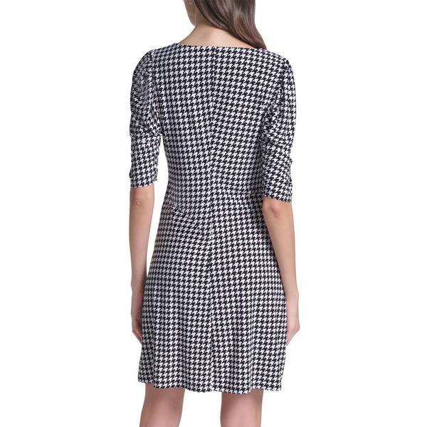 Womens Tommy Hilfiger Elbow Sleeve Houndstooth Sheath Dress