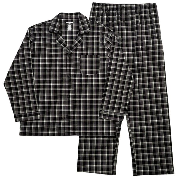 Mens Preswick & Moore Plaid Woven Pajama Set - Black/Grey/White - image 