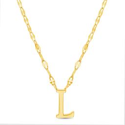 Sterling Silver Gold Polished L Initial Pendant Necklace