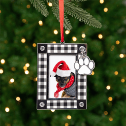 Northlight Paw Print Plaid Pet Photo Frame Christmas Ornament