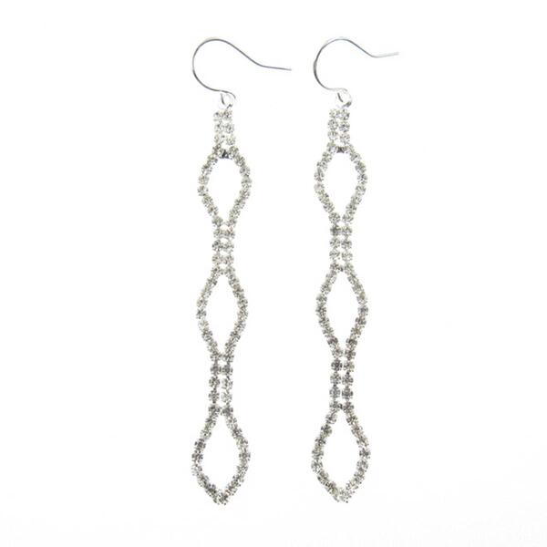 Rosa Rhinestones Silver-Tone Three Open Diamonds Design Earrings - image 