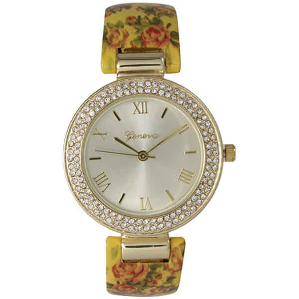 Womens Olivia Pratt Ceramic Floral Bangle Watch - 14611YELLOW4 - image 
