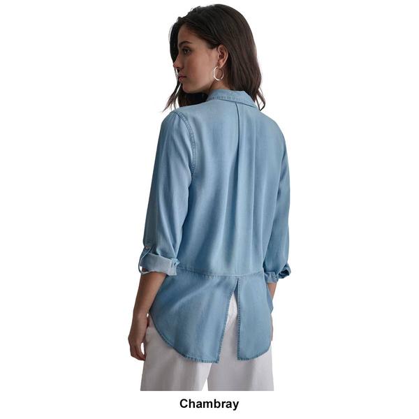 Womens DKNY Long Sleeve Split Back Button Front