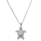 Silver Plated & CZ 3D Turtle Pendant Necklace - image 1