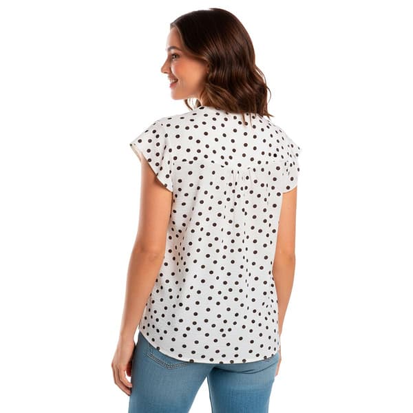 Womens Adrianna Papell Flutter Sleeve Dot Crinkle Blouse