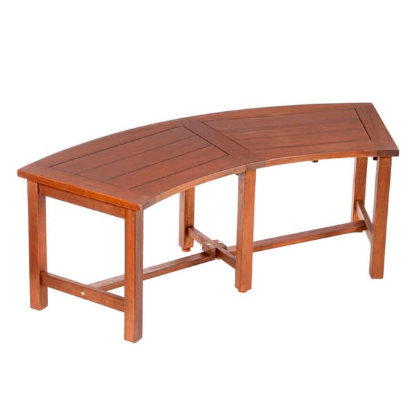 Evergreen Curved Eucalyptus Slat Bench