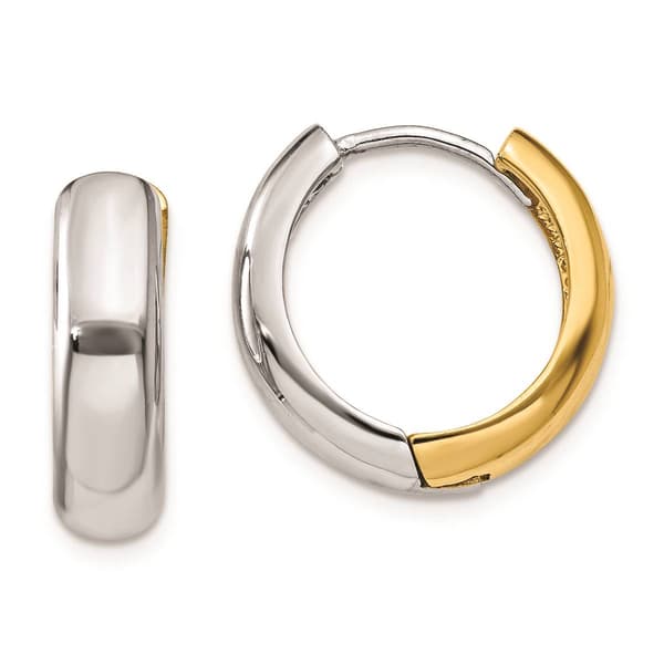 Gold Classics&#40;tm&#41; 14kt. Two-Tone Huggie Earrings