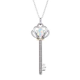 Gemstone Classics&#40;tm&#41; Opal & Diamond Key Pendant Necklace