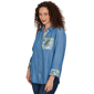 Womens Alfred Dunner Indigo Girls Button Front Denim Blouse - image 3