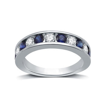 Nova Star® 1/2 ctw. Lab Grown Diamond and Blue Sapphire Band Ring ...