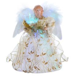 Kurt Adler Gold Angel Tree Topper w/ Color Changing LED