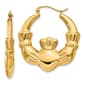Gold Classics(tm) 20mm. 14kt. Polished Claddagh Hoop Earrings - image 1