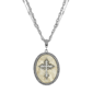 Symbols of Faith Pewter Cross Oval Semi-Precious Necklace - image 1