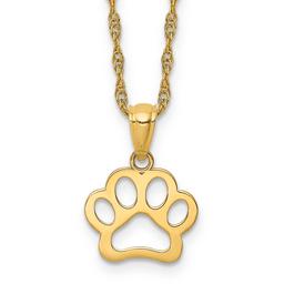 Gold Classics(tm) Yellow Gold Dog Paw Pendant Necklace