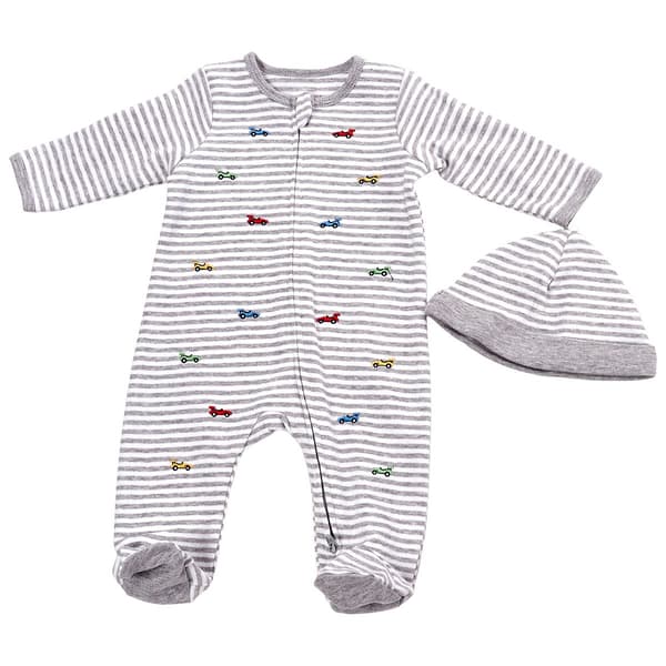 Baby Boy (NB-9M) Little Me Race Cars Footed Sleeper - image 