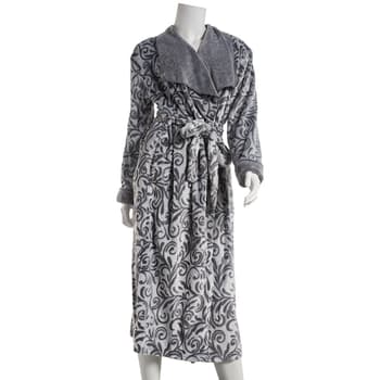 Plus Size René Rofé Swirl Vine Frosted Fleece Wrap Robe - Boscov's