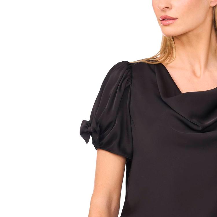 Womens Cece Short Sleeve Bow Detail Cowl Neck Blouse