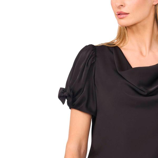 Womens Cece Short Sleeve Bow Detail Cowl Neck Blouse