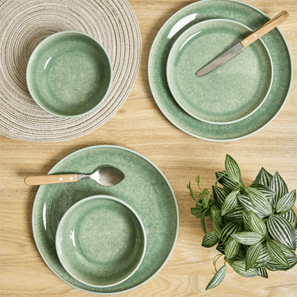 Sango Asher 12pc. Green Dinnerware Set with Reactive Glaze