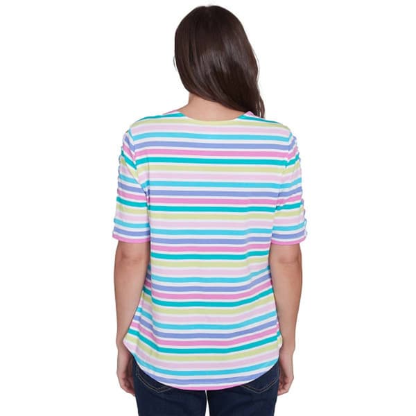 Womens Ruby Rd. Spring Oasis Knit Oasis Stripe Tee