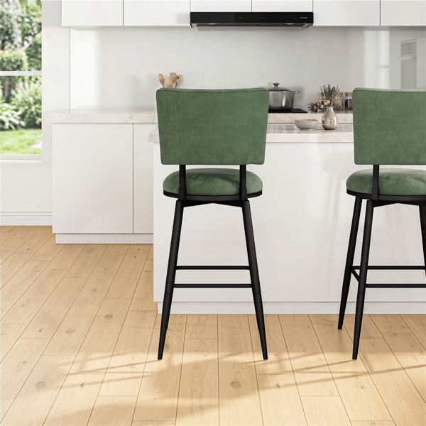 HH2 Home Beau Adjustable Height Swivel Stool with Tufted Back