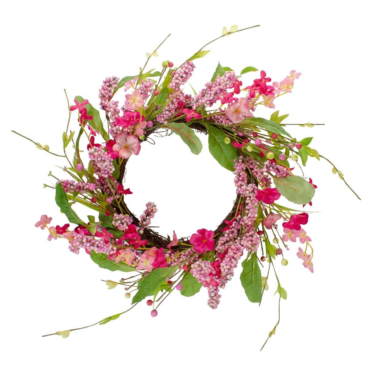Open Video Modal for Northlight Seasonal Artificial Geranium &amp; Berry Spring Wreath