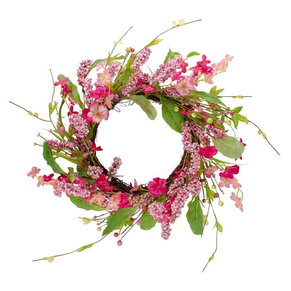 Northlight Seasonal Artificial Geranium &amp; Berry Spring Wreath