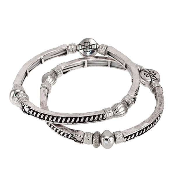 Ruby Rd. Silver-tone 2.5in. Narrow Bracelets - Set of 2 - image 