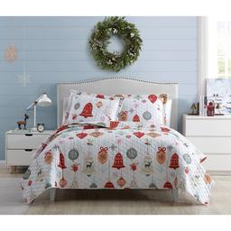 Spirit Linen Home(tm) Holiday Bells Quilt Set