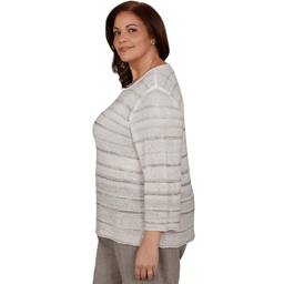 Plus Size Alfred Dunner Regent Street Sequin Stripe Sweater