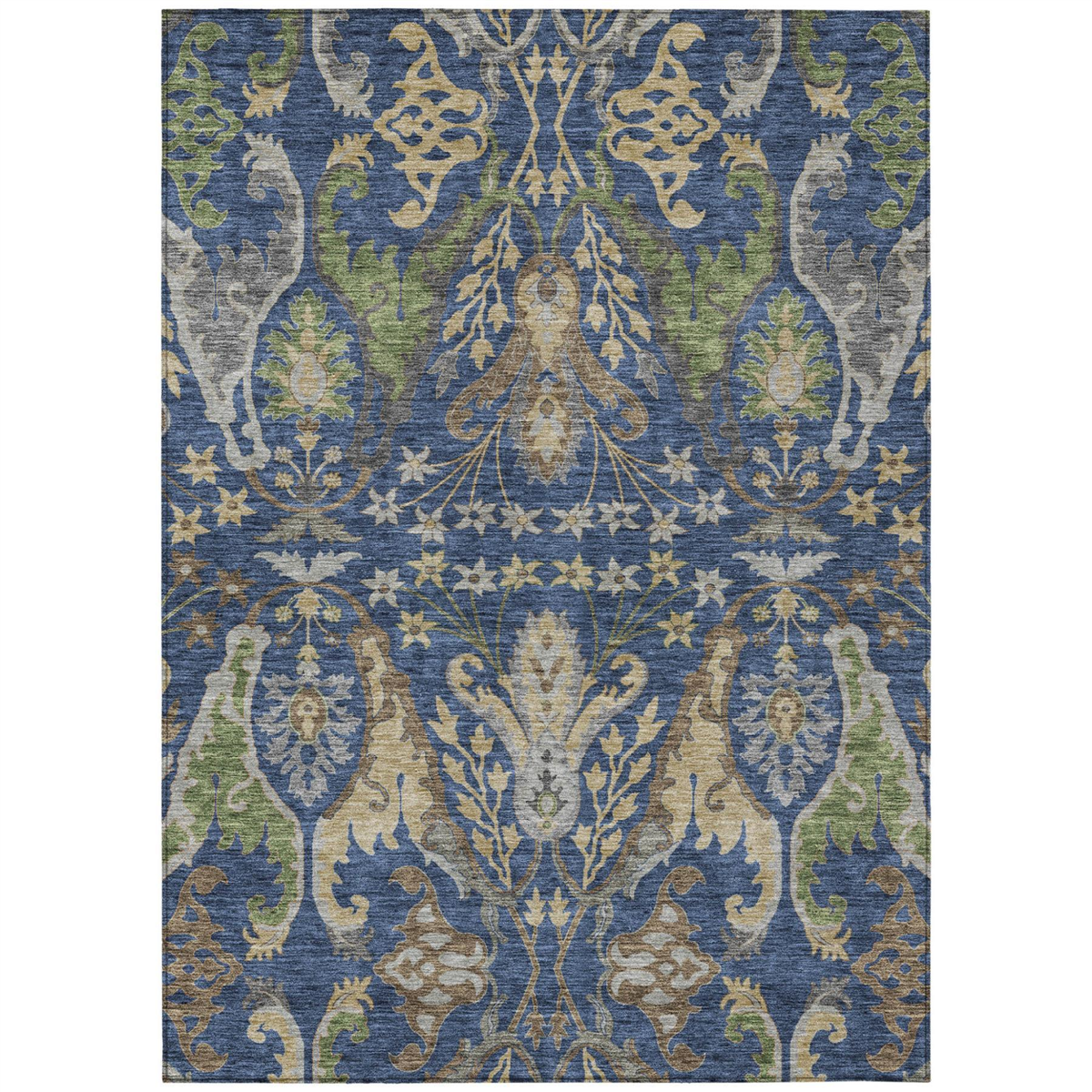 HomeRoots Blue Floral Washable Indoor/Outdoor Area Rug