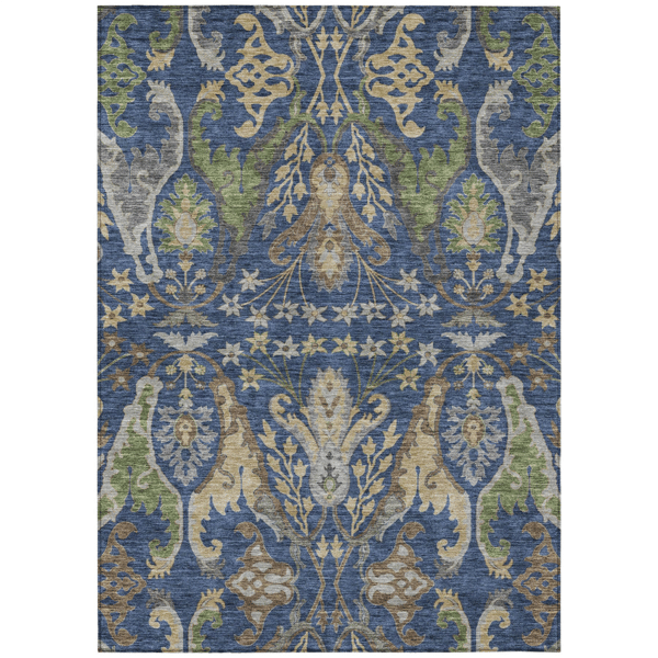 HomeRoots Blue Floral Washable Indoor/Outdoor Area Rug - image 