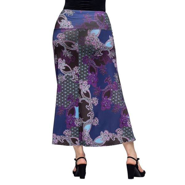 Womens 24/7 Comfort Apparel Purple Paisley A-Line Maxi Skirt